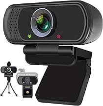 XPCAM Full HD 1080P Webcam with Microphone and Tripod, Pro Streaming Computer Camera with Privacy Cover, Widescreen USB Web Camera for Desktop PC Laptop Mac