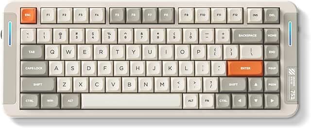 MCHOSE X75 V2 Wireless Mechanical Keyboard Volume Knob, Tri-mode BT5.0/2.4GHz/USB-C Hot Swappable Custom Keyboards, Linear Switch Creamy keyboards,RGB Gaming Keyboard for PC/Tablet/PS/Xbox,Retro White