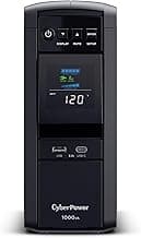 CyberPower CP1000PFCLCD PFC Sinewave UPS Battery Backup and Surge Protector, 1000VA/600W, 10 Outlets, AVR, Mini-Tower; UL Certified