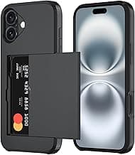 Compatible with iPhone 17 Case Wallet,Built-in Card Holder, Heavy Duty Protective Dual Layer Shockproof Hidden Card Slot Slim Wallet Phone Cover for iPhone 17 ，Black