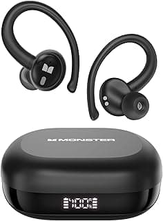 Monster N-Lite 216 Wireless Earbuds 40hrs Bluetooth 6.0 Headphone,Bluetooth Earbuds Stereo Deep Bass Over Ear Bud with Earhooks,ENC Noise Cancelling Mic,IPX5 Waterproof Earphone for Workout/Running