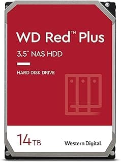 Western Digital 14TB WD Red Plus NAS Internal Hard Drive HDD - 7200 RPM, SATA 6 GB/s, CMR, 512 MB Cache, 3.5" - WD140EFGX