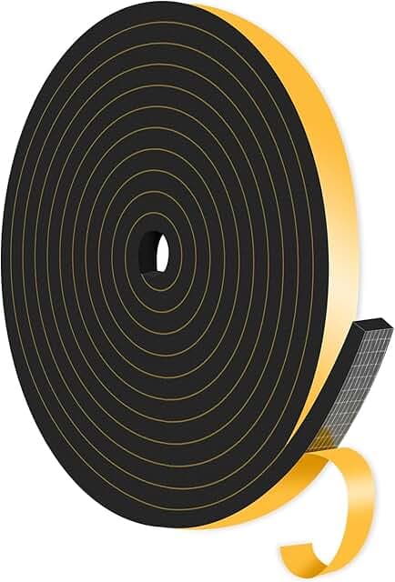 Weather Stripping Door Seal,Weather Stripping,Soundproof,Cold Insulation,High Density CR Foam Insulation Tape for Door, Front Door Frame, Windows,Sliding Door (Black, 1/2 in x 1/4 in x 13Ft)