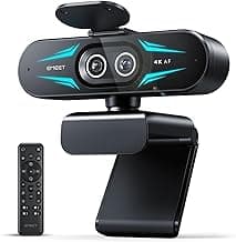 EMEET C60E Dual-Camera 4K Webcam for Streaming, Wide-Angle and Telephoto Cameras, Max 11X Hybrid Zoom & PDAF Autofocus, Remote Control, RGB Lighting, 2 Mics, Ideal for Livestreaming and Online Meeting