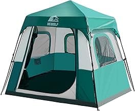 Hewolf Instant Tent for 4-6 Person Camping, Waterproof Easy Pop Up Tent Sets Up in 60 Seconds for Family Outdoor Hiking & Backpacking with Carry Bag