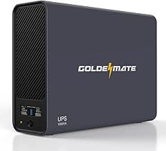 GOLDENMATE 1000VA/600W Lithium UPS Battery Backup and Surge Protector, Sinewave UPS System with LiFePO4 Battery(153.6 Wh), Updated Pro Ver. with USB Communication Port, 8 Outlets, LCD Display, Gray