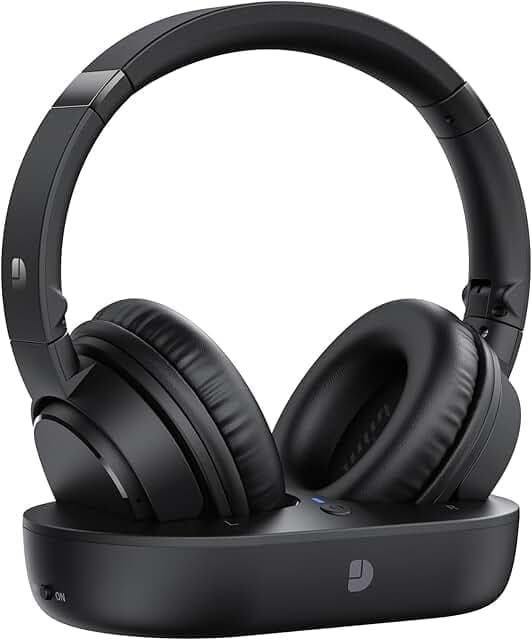 Dytole Wireless Headphones for TV, TV Headphones Wireless for Seniors with Transmitting Charging Dock, 65H Battery, Ultra-Low Latency Audio, Fit Father's Day Thanksgiving Birthday Gift for Parents