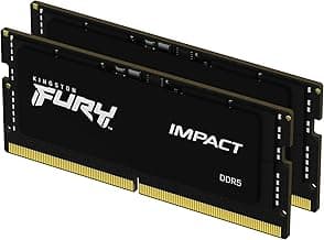Kingston FURY Impact 32GB (2x16GB) 5600MT/s DDR5 CL40 Laptop Memory Kit of 2 | Lower Power Consumption | Intel XMP 3.0 | Plug N Play | KF556S40IBK2-32