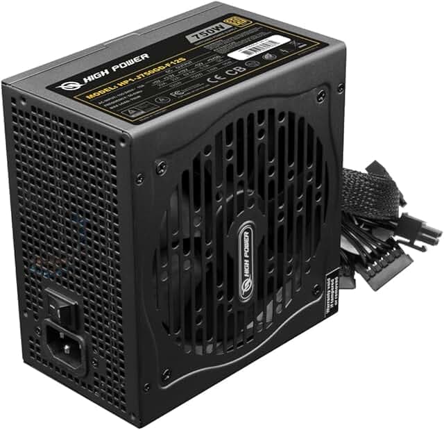 HIGH POWER 750W 80 Plus Gold Certified PC Power Supply ATX 3.0 Compatible & PCIe 5.0 Compliant, Active PFC with Whisper 120mm Fan for Quiet Operation, and Reliable Performance