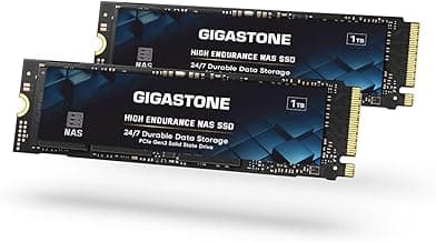 Gigastone 【NAS Certified】 High Endurance M.2 SSD 1TB (2-Pack) for Data Cache and Fast Boot, NVMe PCIe Gen3 Up to 2200MB/s, TLC Flash with SLC Caching, 24/7 Reliable for Gaming/PC/NAS, 5-Year Warranty
