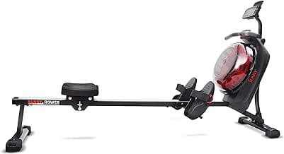 Sunny Health & Fitness Elite Water Rowing Machine with High Dynamic Resistance Vertical Tank, Low-Impact Full-Body Workout and Optional Free SunnyFit App Connectivity