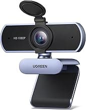 UGREEN Full HD 1080P Webcam with Microphone, 2 Noise-Canceling Mics, 85° Fov & Fixed Focus, Plug and Play, Auto Light Correction, Privacy Cover PC Camera for Zoom/Skype/Teams, Switch 2, Grey