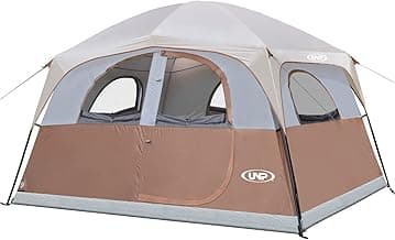 UNP Tents 6 Person Waterproof Windproof Easy Setup,Double Layer Family Camping Tent with 1 Mesh Door & 5 Large Mesh Windows -10'X9'X78in(H)