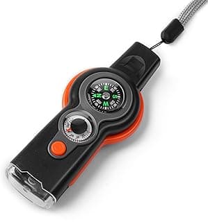 Emergency Survival Function Whistle, Outdoor Multifunctional Tool Safety Whistle with Lanyard, Ideal for Kayaking, Boating, Hiking, Camping, Climbing, Hunting,Rescue Signaling