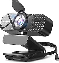 1080P Full HD Webcam with Noise-Canceling Mic, Auto Light Correction, Privacy Cover and Wide Angle Lens, Plug & Play USB Camera for Laptop/Desktop/PC/Mac, Compatible with Zoom/Skype/Teams/Streaming