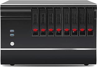 8 + 1 Bay DIY NAS Case, 8 x 2.5/3.5″ Tray + 1 x 2.5″ Internal Bay. MB MATX/ITX. Flex PSU. Front USB 3.0 8cm Chassis Fan Hot Swap Backplane. Network Attached Storage Private Cloud Enclosure