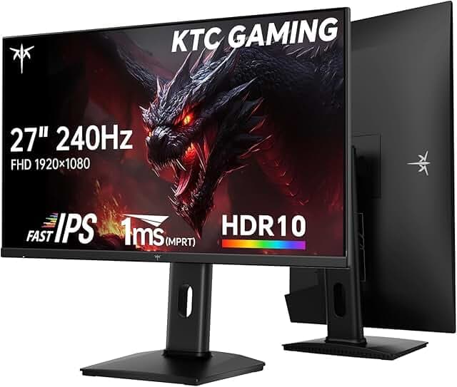 KTC Gaming Monitor 240Hz 27 Inch | FHD@240Hz | Adjustment Stand | | Fast IPS Panel | 1ms Response Time (MPRT) | 350 cd/㎡ Brightness, HDR | Adaptive Sync | 97% DCI-P3, 99% sRGB, ΔE＜2 | H27F7