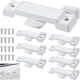 8 Pack Window Sash Locks, 2-1/4” Mounting Hole Centers Sash Lock with Screws, Sliding Window Locks Replacement Broken for Vertical and Horizontal Sliding Windows Double Hung Windows(White)