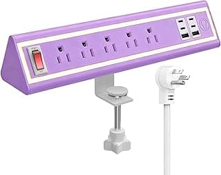 Desk Clamp Power Strip with Nightlight, 40W Fast Charging, 6FT Extension Cord, 4x20W USB-C & 2 USB Ports, 5 AC Outlets, Fits 1.69-Inch Table Edges