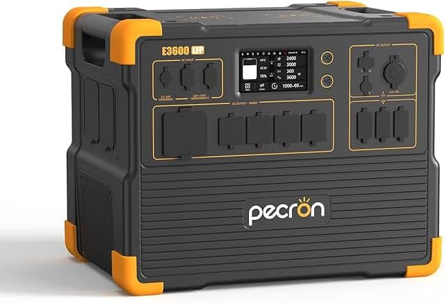 PECRON Portable Power Station 3072Wh E3600LFP, 5x3600W AC Outlets Power Station, LiFePO4 Battery Backup Expanded to 18.43kWh, Fast Charging Solar Generator for Home Use, RV, Camping, CPAP, Emergencies