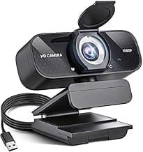 1080P HD Webcam with Noise-Canceling Mic, Auto Light Correction, Privacy Cover and Wide Angle Lens, Plug & Play USB Camera for Laptop/Desktop/PC/Mac, Compatible with Zoom/Skype/Teams/Streaming Black