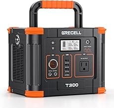 GRECELL Portable Power Station 300W (Peak 600W),GRECELL 288Wh Solar Generator with 60W USB-C PD Output, 110V Pure Sine Wave AC Outlet Backup Lithium Battery for Outdoors Camping Travel RVs