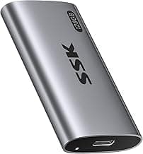 SSK 128GB SSD External Hard Drive, Portable SSD Up to 550MB/s Fast Solid State Drives, External Drive USB 3.2 Gen2 for iPhone 15/Pro, Windows, Mac, Android with LED Light, Trim, SMART Supported