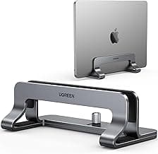 UGREEN Vertical Laptop Stand Holder for Desk Compatible with MacBook Pro, MacBook Air Stand Vertical Aluminum Adjustable for Up to 17.3 Inch Gaming Laptop, Gray