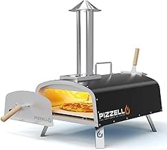 PIZZELLO 16" Outdoor Pizza Oven Propane & Wood Fired Multi-fuel Large Stainless Steel Pizza Grill with Gas Burner, Wood Tray Pizza Stone, Pizza Peel, Carry Bag (Black)