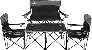 CAMPHILL Camping Chair Set of 3, Outdoor Folding Camping Chairs for Heavy People with Cup Holder & Carry Bag,Collapsible Chair Include One Sofa Chair and Two Single Chair,Support up to 500lbs