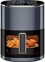 Simple Deluxe 12-in-1 Air Fryer 6.34 Qt, Digital Preset Airfryer with Visible Window, Nonstick and Dishwasher-Safe Basket, Air Fry, Roast, Bake, Dehydrate, Fries, 1700W, Gary
