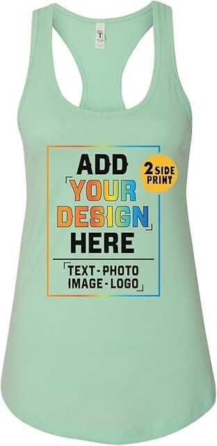 Women Custom Tank Top Add Your Text Design Your Own Printing Personalized Racer Tank Racerback
