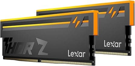 Lexar Thor Z Series RGB DDR5 RAM 32GB Kit (2x16GB) 6000 MHz, DRAM 288-Pin UDIMM Support Intel XMP 3.0 & AMD EXPO, On-die ECC, PMIC, 1.35V, High-Performance PC Computer Memory for Gaming, AI