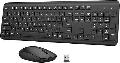 Wireless Keyboard and Mouse Combo, Full-Size Silent Ergonomic Keyboard and Optical Mouse, Long Battery Life, 2.4GHz Lag-Free Cordless Mice Keyboard for Computer, Mac, Laptop, PC, Windows