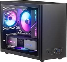 Micro ATX Case with Fans, 2PCS 90mm RGB Fans Pre-Installed,14.6L 0.8mm Thickness SPCC MATX PC Case Mini ITX PC Case with Type C USB3.0, Supports 135mm CPU Cooler, 310mm GPU and Standard ATX PSU Black
