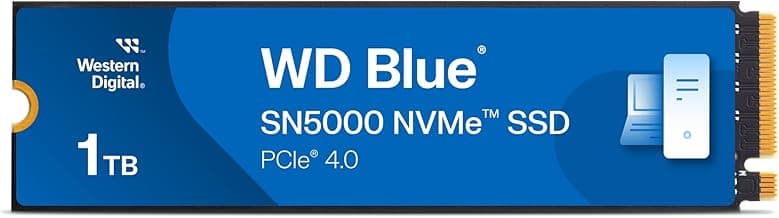 Western Digital 1TB WD Blue SN5000 NVMe Internal Solid State Drive SSD - PCIe Gen 4.0, M.2 2280, Up to 5,150 MB/s - WDS100T4B0E [New Generation]