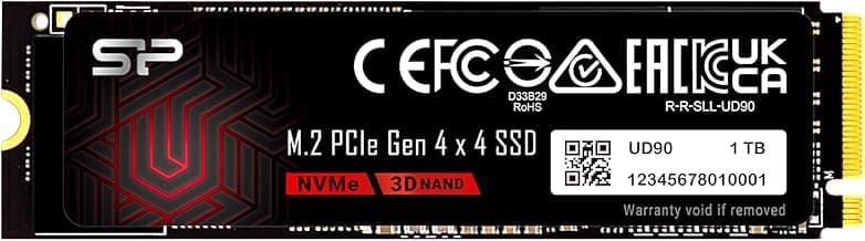Silicon Power 1TB UD90 NVMe 4.0 Gen4 PCIe M.2 SSD R/W up to 5,000/4,800 MB/s (SP01KGBP44UD9005)