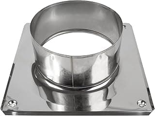 Vent Systems 6" Inch Stainless Steel Chimney Top Plate - Base Mount for Flue Cap or Cowl - Square to Round Roof Cover Flange - Steel Plate Cover for Chimneys