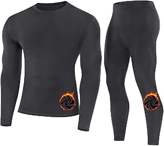 Mens Thermal Underwear Set Fleece Lined Long Johns Base Layer Top Bottom Cold Weather Gear for Hunting Running Skiing