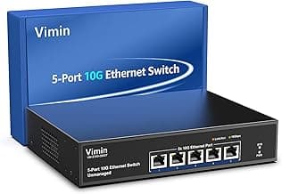 5 Port 10G Ethernet Switch,10Gbe Network Switch with Base-T RJ45 Port Support 100M/1000M/2.5G/5G/10G Speed Auto-Negotiation, 100Gbps Switching Capacity, Plug & Play for 10G NAS, PC, NIC, WiFi7 Router