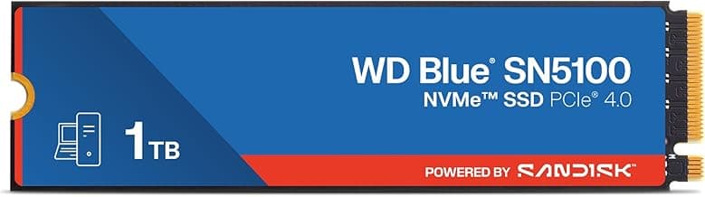 WD Blue SN5100 1TB NVMe SSD - M.2 2280, PCIe Gen 4.0, Internal Solid State Drive - Read Speeds Up to 7,100MB/s, Upgrade Storage for PC/Laptops - WDS100T5B0E