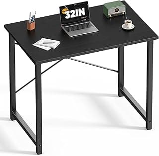 DUMOS 32 Inch Office Small Computer Desk Modern Simple Style Writing Study Work Table for Home Bedroom - Wood Black