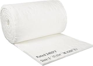 Deouss Ceramic Fiber Insulation Baffle Fire Blanket - 25'x24 x1 High Density Heat 2400F (1315C), for Forge, Foundry, Stoves, Furnace, Kilns, Fire Bricks, Boilers, Kilns, Blacksmithing, Pizza Ovens