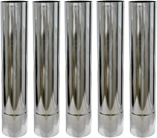 Wood Stove Pipe 2.36" Stainless Steel Chimney Flue 5 pcs Extension Stovepipe for Outdoor Camping