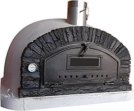 Authentic Pizza Ovens Buena Ventura Preto Premium Wood-Fired Pizza Oven, Handmade in Portugal, Triple-Insulated Brick Oven, Drop-Down Door, Stainless Steel Chimney, Thermometer & Baking Dish Included