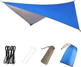 Azarxis Hammock Camping Tarp Rain Fly, Waterproof Tent Shelter Awning Sunshade Cloth Picnic Mat for Outdoor Hiking Beach Backpacking - Included Guy Lines & Stakes