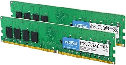 Crucial 32GB DDR4 RAM Kit (2x16GB), 3200MHz (PC4-25600) CL22 Desktop Memory, UDIMM 288-Pin, Downclockable to 2933/2666MHz, Compatible with Intel and AMD Ryzen - CT2K16G4DFRA32A