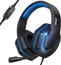 acer Wired Gaming Headset for PS5, PS4, PC, Xbox Series X|S, Switch, Gaming Headphones with Noise Cancelling Microphone, LED Lights &50mm Speaker, 3.5mm Jack for Gaming, Black