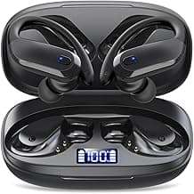 Wireless Earbuds,Bluetooth 5.4 Ear buds,Sport Headphones with Earhooks,IPX7 Waterproof Bluetooth Headphones,80H Playtime Earbuds,Weight 7.8g,Noise Cancelling Mic for Earphones Running & Workout-Black