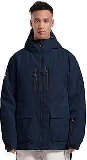 GSOU SNOW Men's Ski Jacket Snowboard Snow Coat Waterproof Windproof Insulated Winter Mountain Outdoor Sports Fixed Hooded